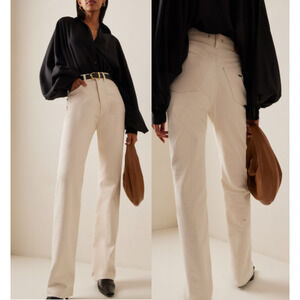 Made In Tomboy Erica Rigid High-Rise Straight-Leg Jeans Cream Women's Size 24